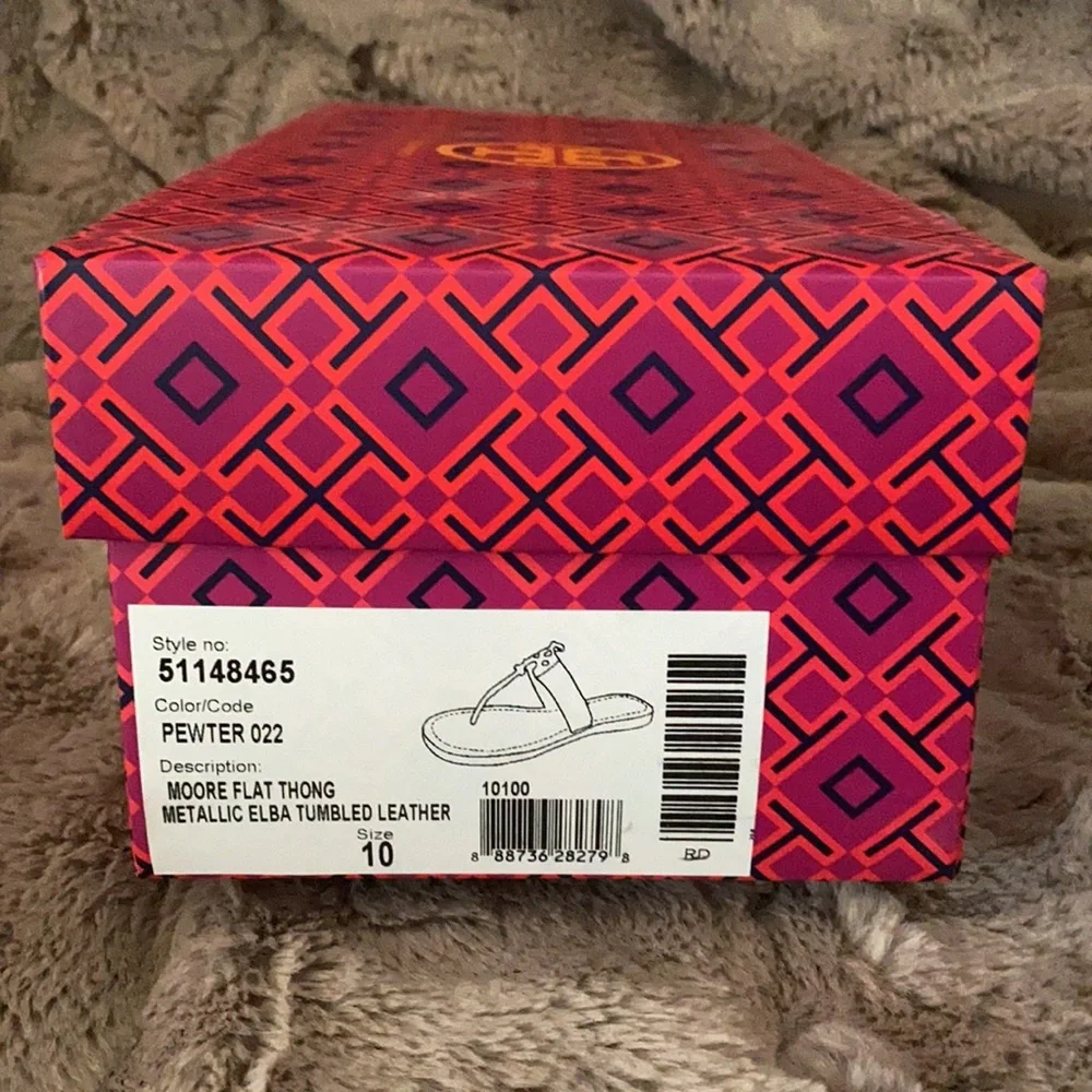Tory Burch Silver Metallic Miller Thong Sandals